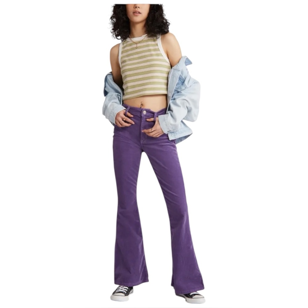 BDG Urban Outfitters Mid Rise Corduroy Flare Pants in Purple Size W25 L32